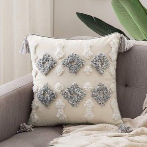 New Boho Woven Tufted Pillow Cover
